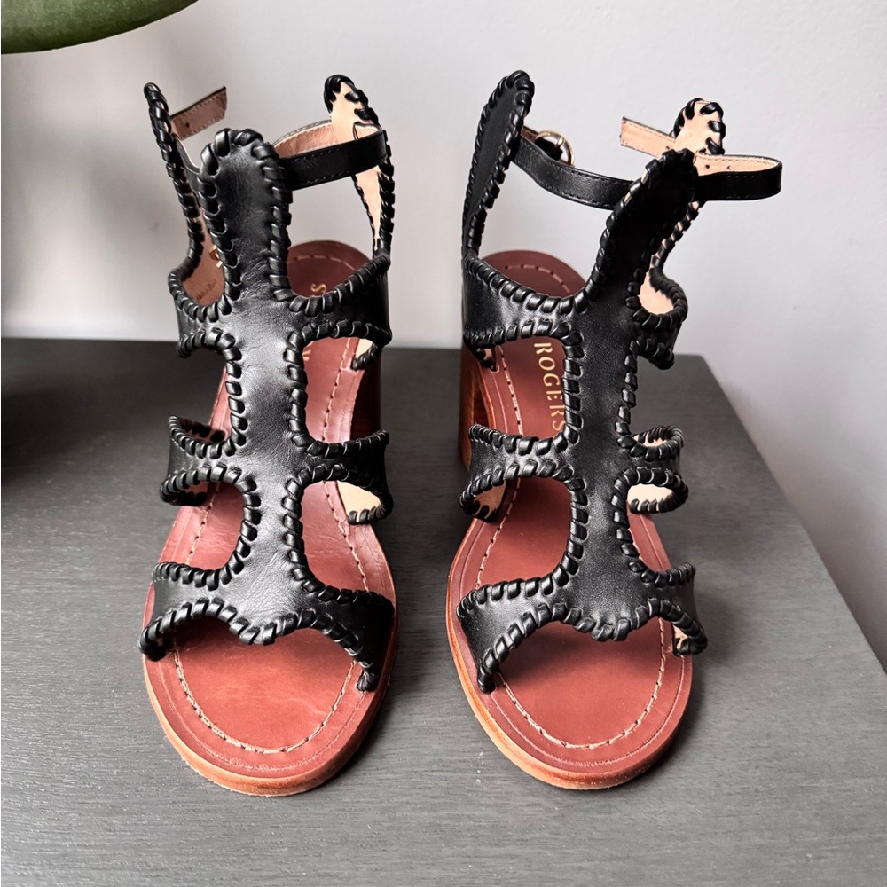 Jack Rogers Black Gladiator Sandals with Studded Detail